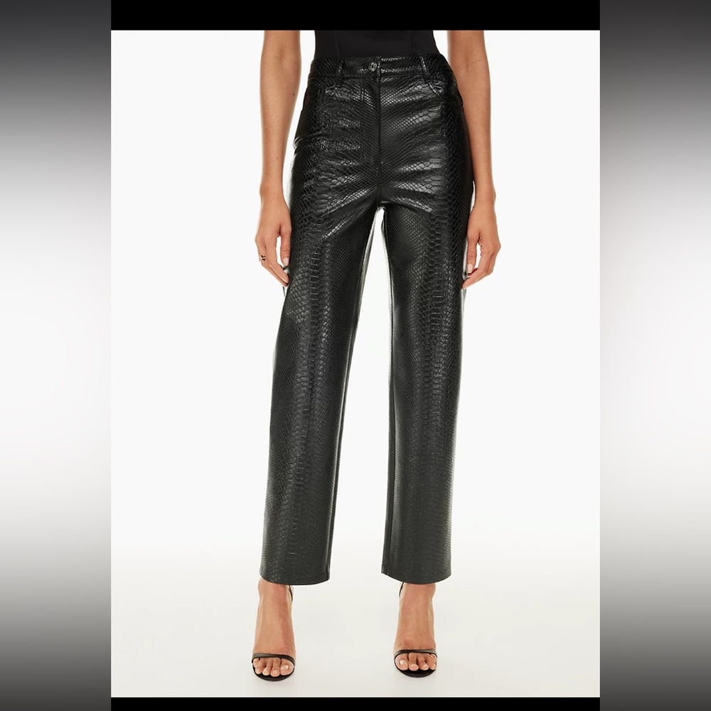 Wilfred Melina High-Waisted Straight Leg Vegan Leather Black Python Pant